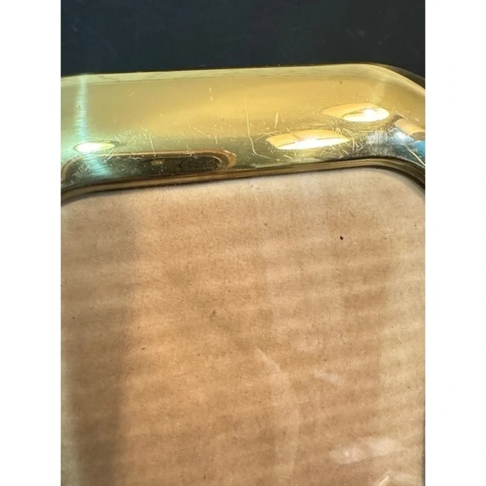 Vintage Polished Gold Tone Rounded Rectangular Picture Frame 5x7 Mid Century MCM